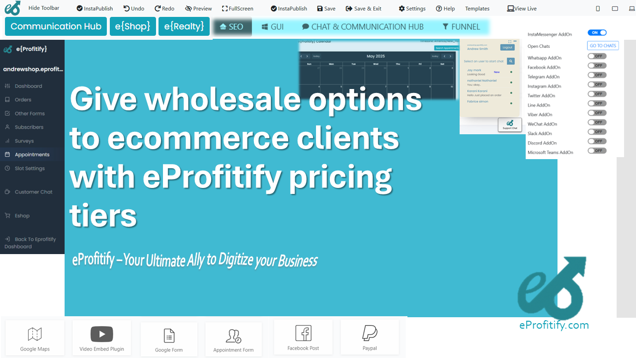 Give wholesale options to ecommerce clients with eProfitify pricing tiers